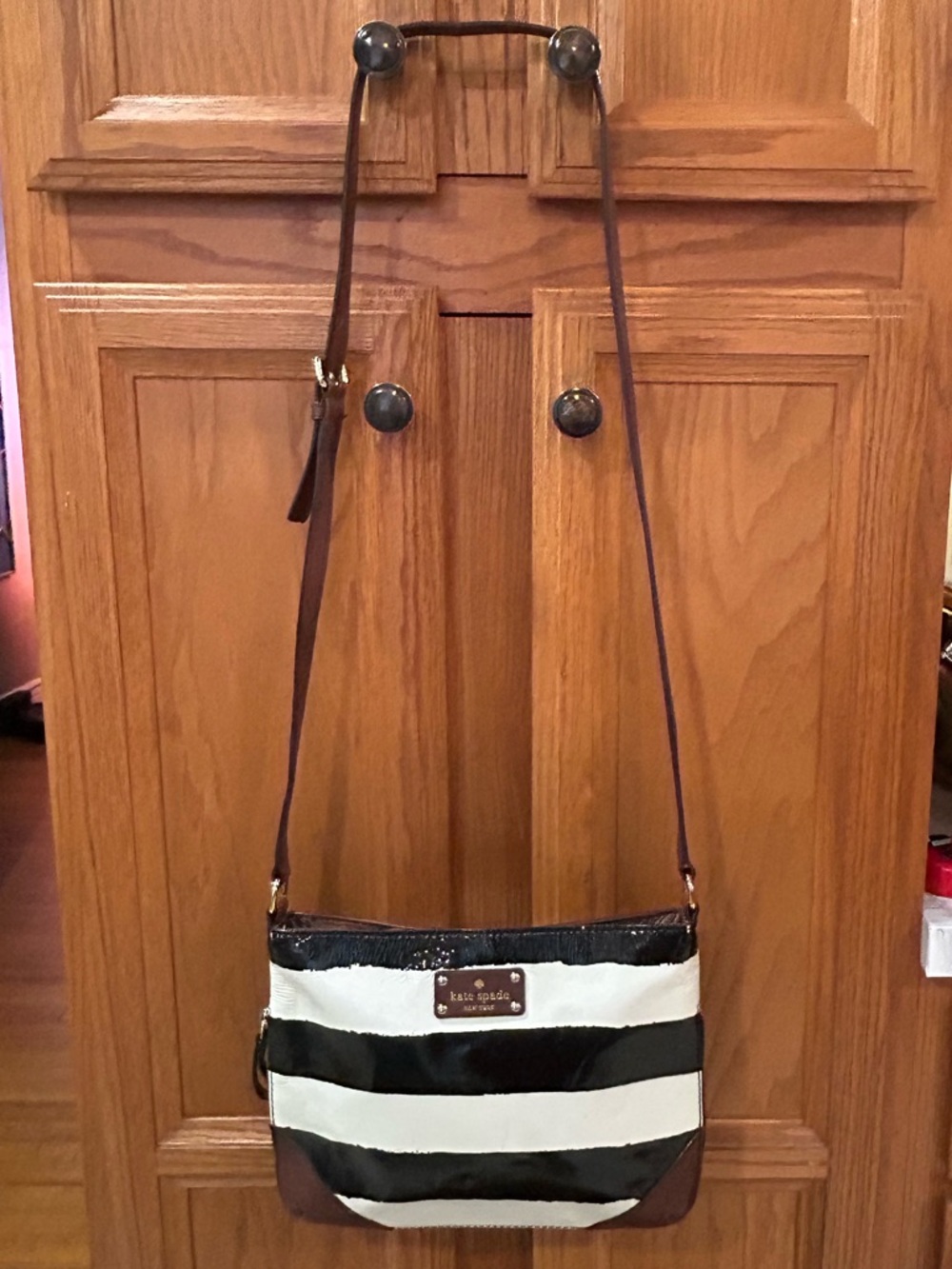 kate spade Patent Leather Penn Valley Amy Crossbody with Brown Strap
